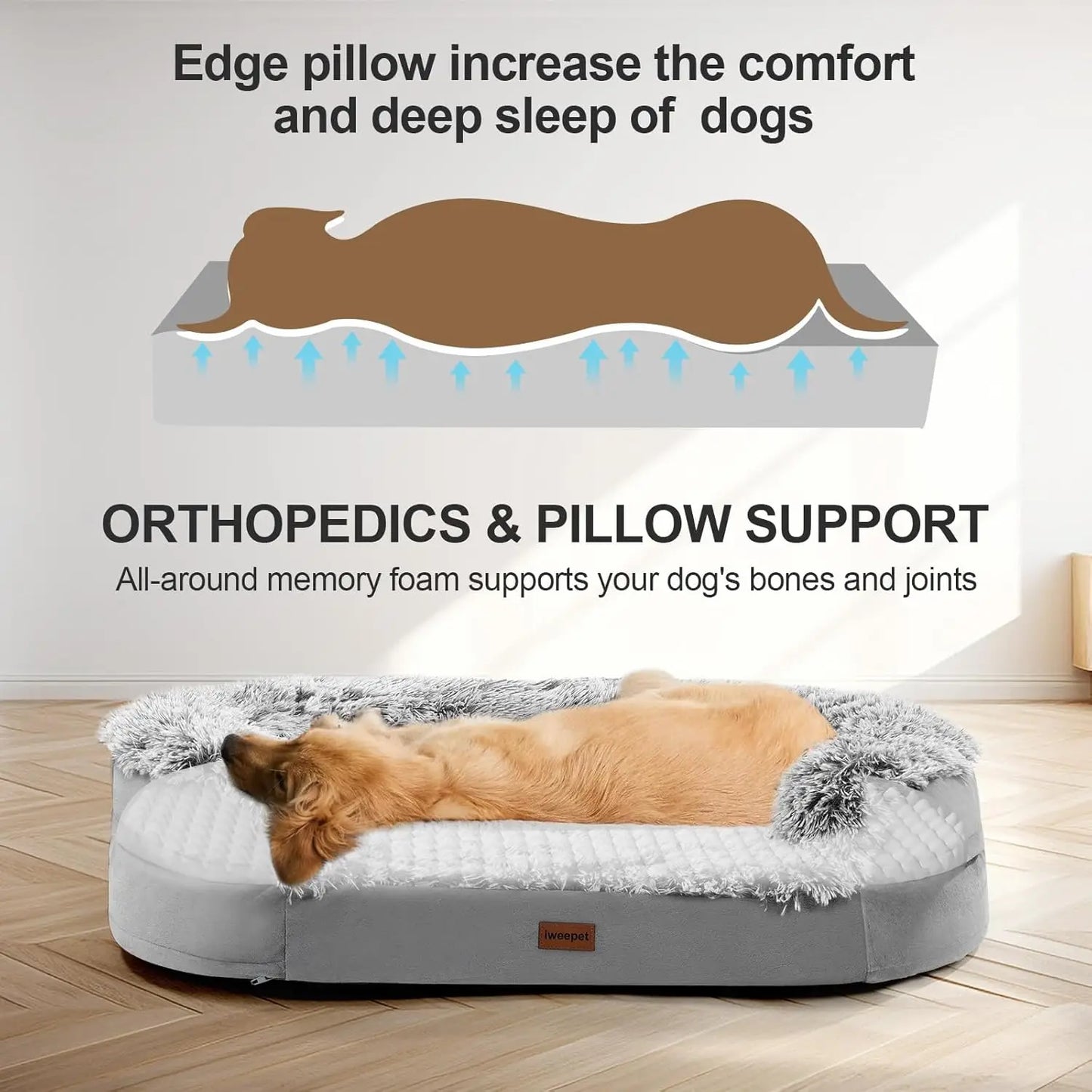 XMSJ Egg Crate Foam Orthopedic Bed For Extra Large Dogs