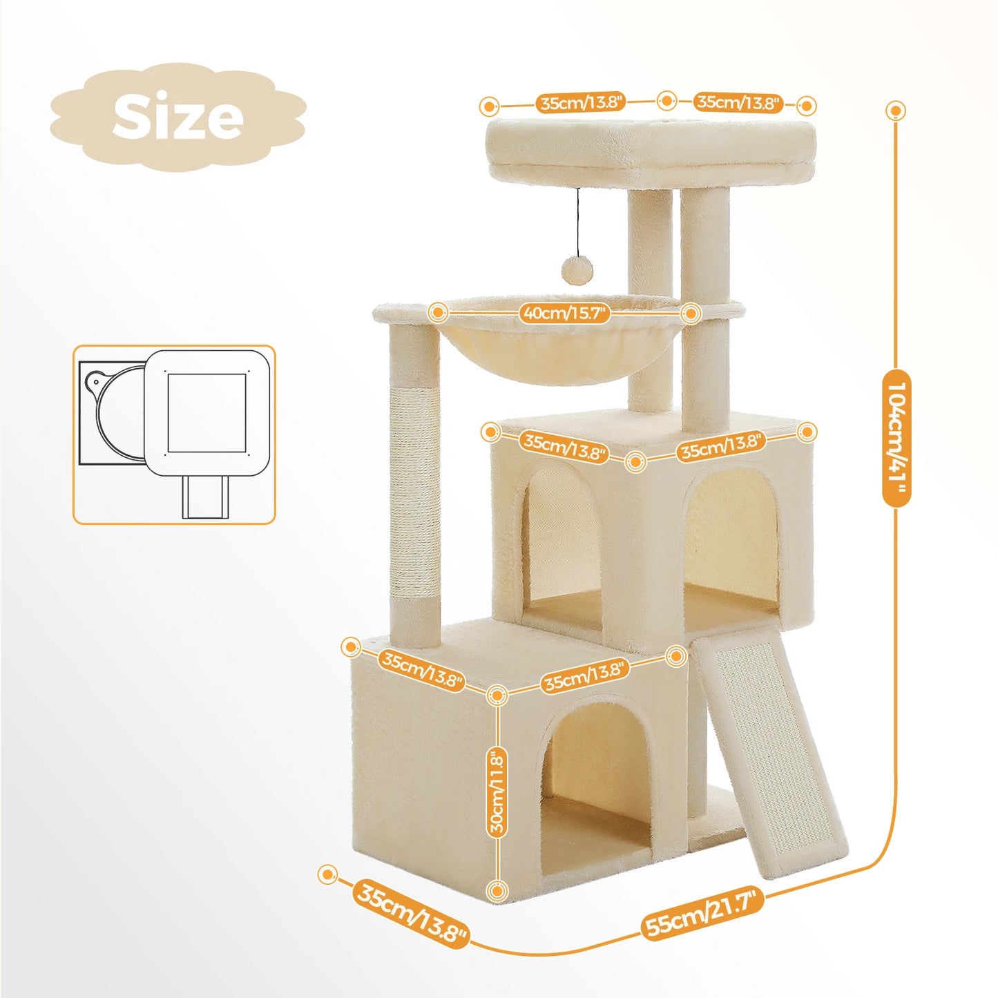 PAWZ Road Large Cat Tree Tower With Scratching Pad Included