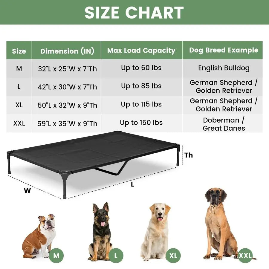 Outdoor Large Raised Dog Cot With Washable Mesh