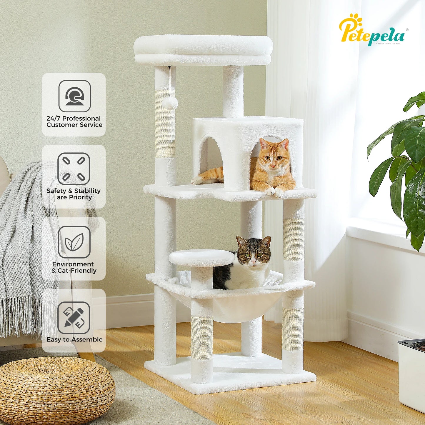 PETEPELACN Cat Tree Indoor Five Level Tower With Metal Frame