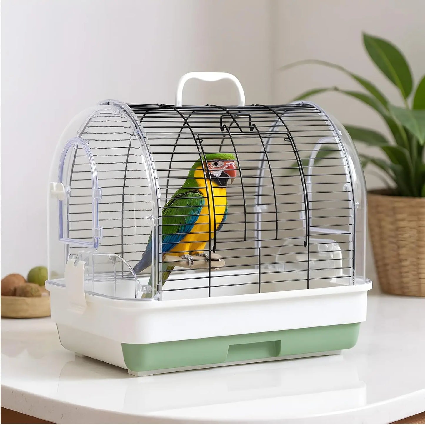 HiMISSCN Portable Bird Cage Carrier With Perches And Bowls