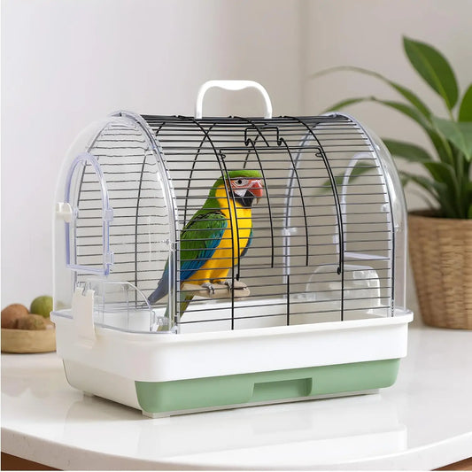HiMISSCN Portable Bird Cage Carrier With Perches And Bowls