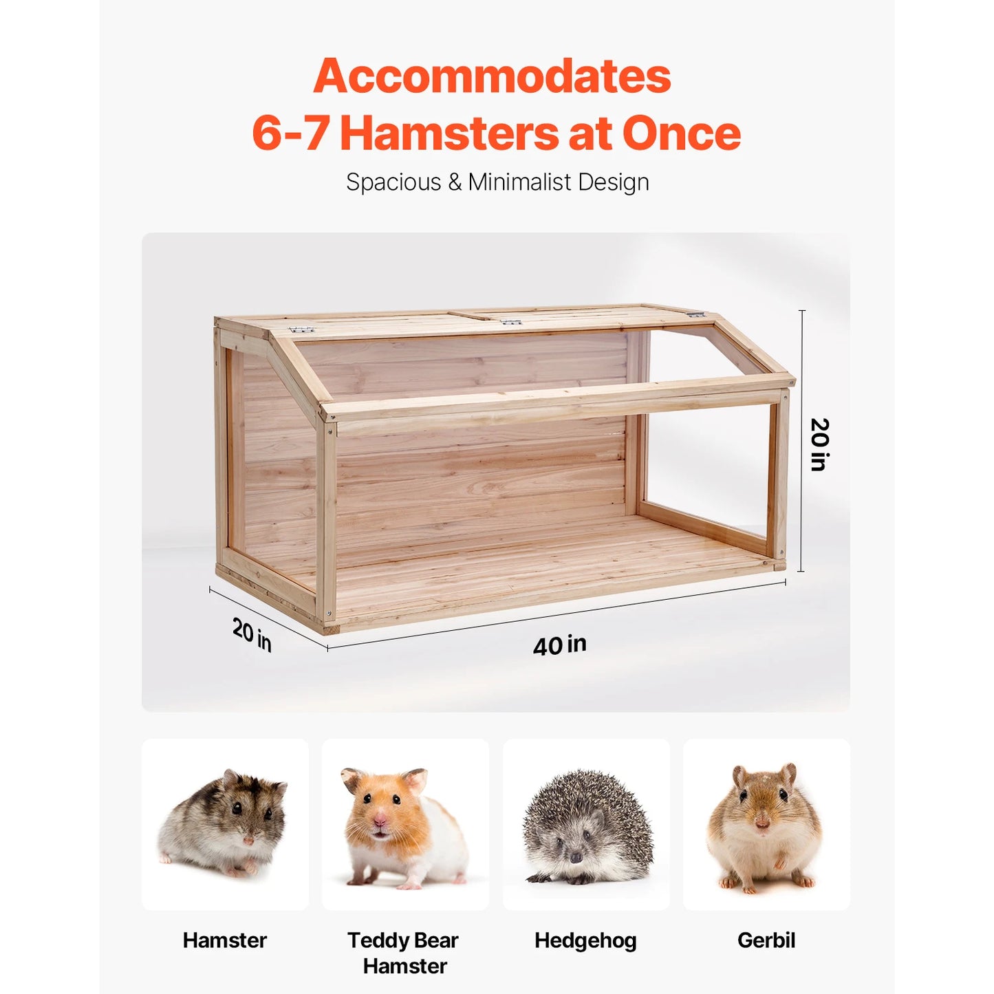 Wooden Hamster Cage Habitat With Clear Openable Top Small Animals