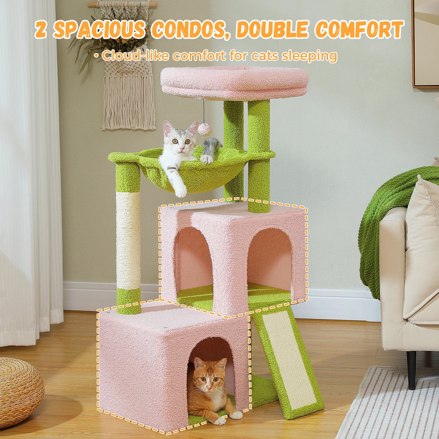 PAWZ Road Large Cat Tree Tower With Scratching Pad Included