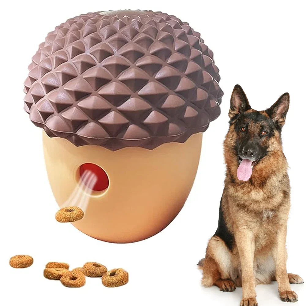 Silicone Acorn Puzzle Dog Toy For Slow Feeding And Teething