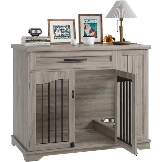 HiMISS Furniture Style Heavy Duty Wooden Dog Crate With Drawer