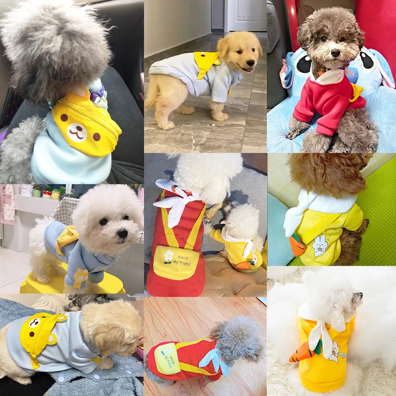 Winter Dog Hoodie Cute Cartoon Coat For Small Dogs
