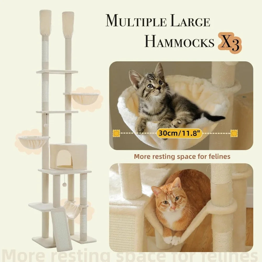 NONECN Floor to Ceiling Cat Tree Tower Adjustable 7-Tier Structure