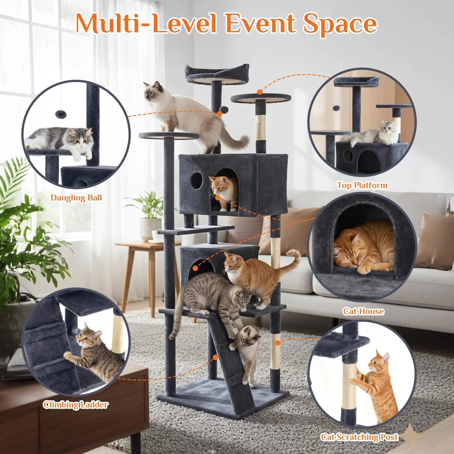 JHK Cat Tree Tower Multi Level Condo Scratching Posts
