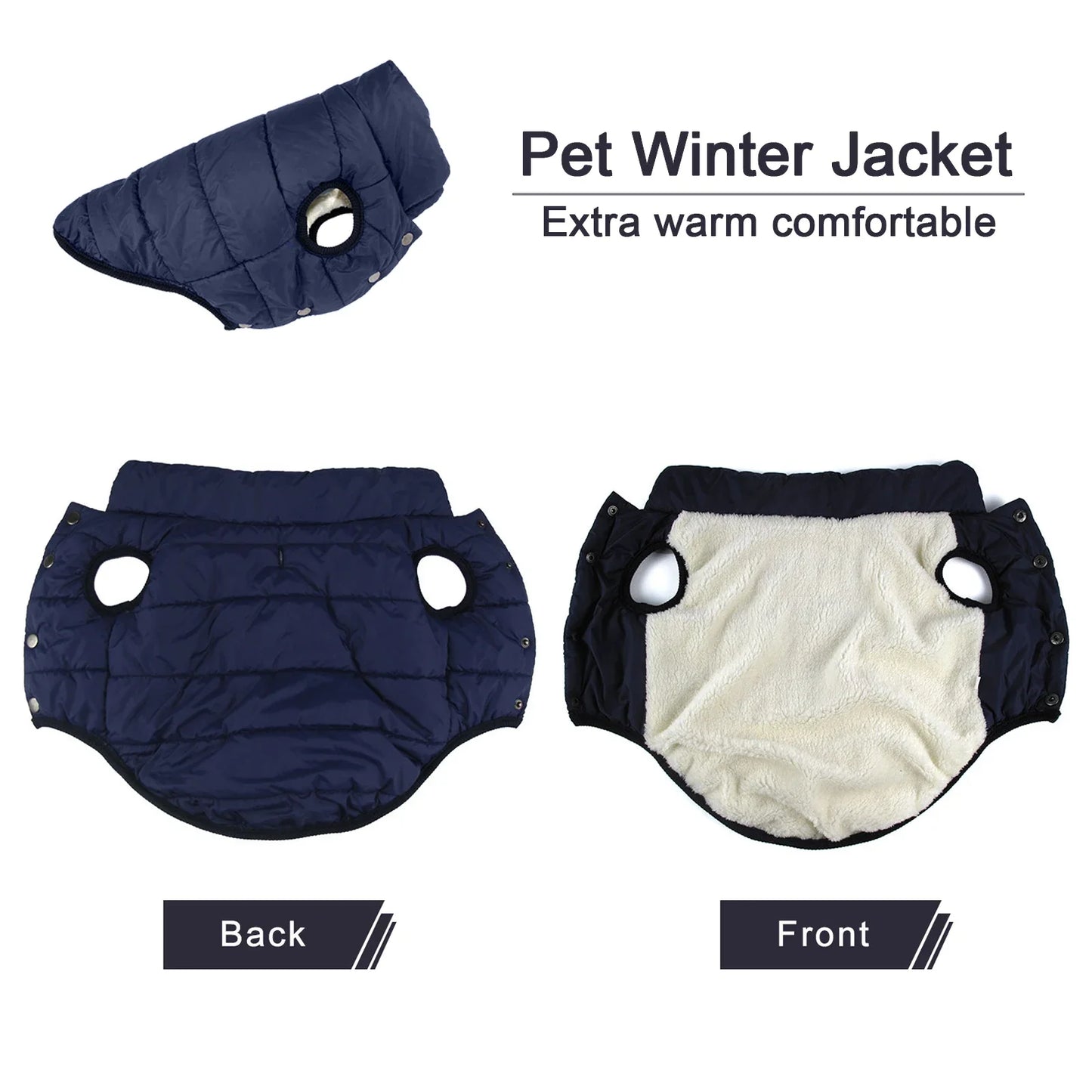 Winter Dog Jacket With Fleece Lining Cold Weather Coat