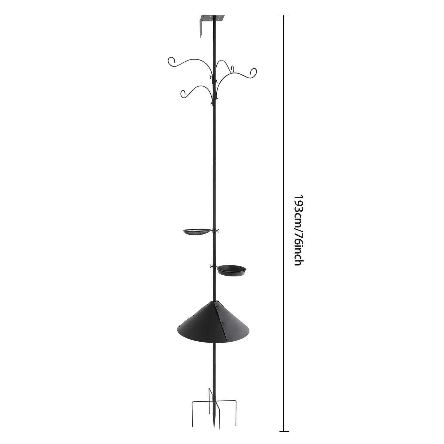 Iron Outdoor Bird Feeder With Adjustable Pole And Squirrel Baffle