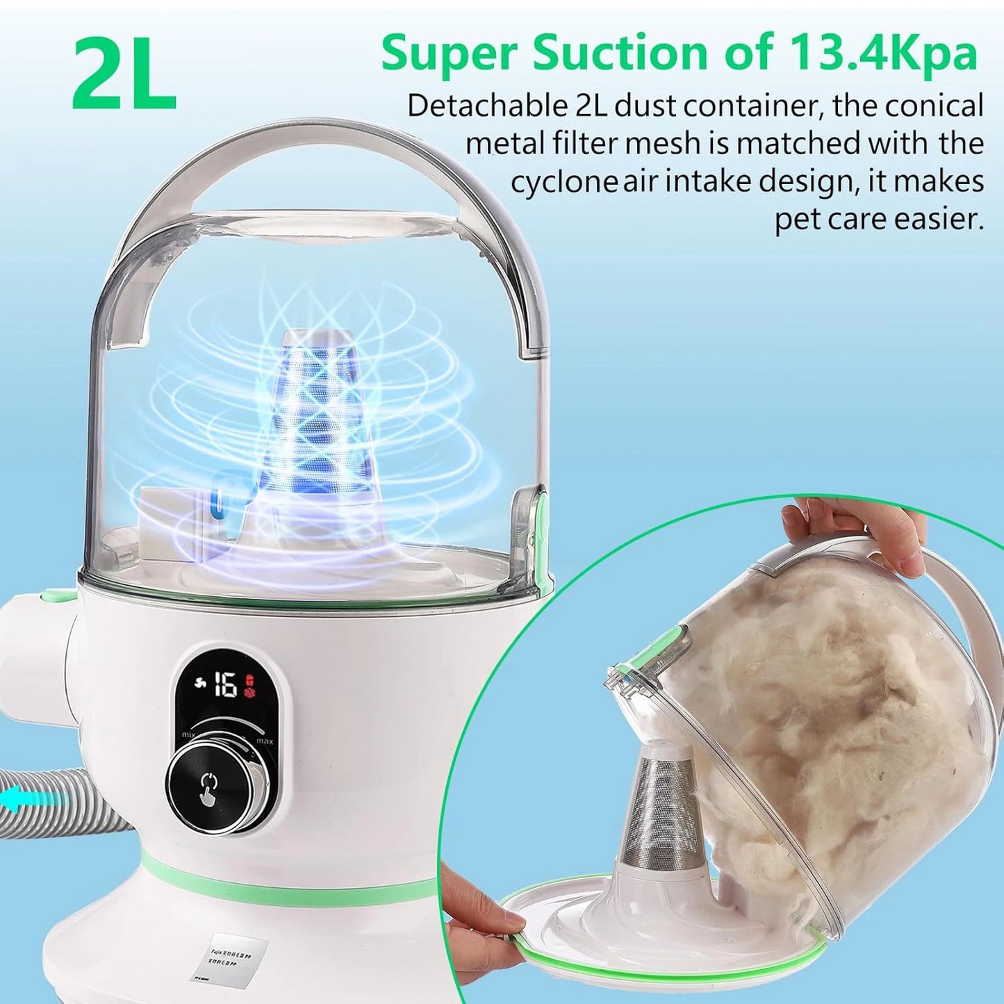 HiMISS Pet Grooming Kit With Quiet Vacuum And 5 Tools