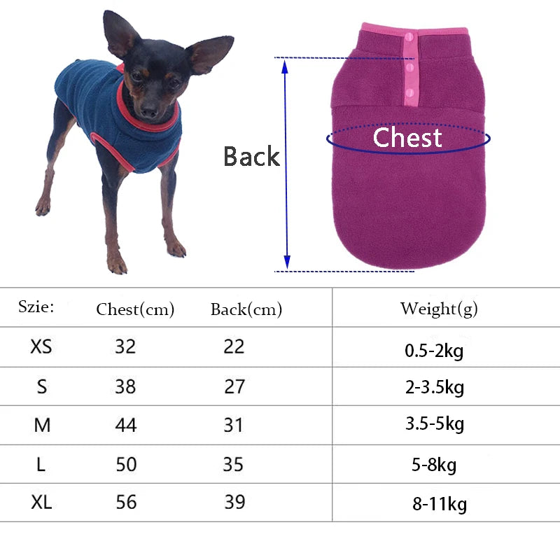 Fleece Dog Clothes For Multiple Breeds Winter Coat Vest