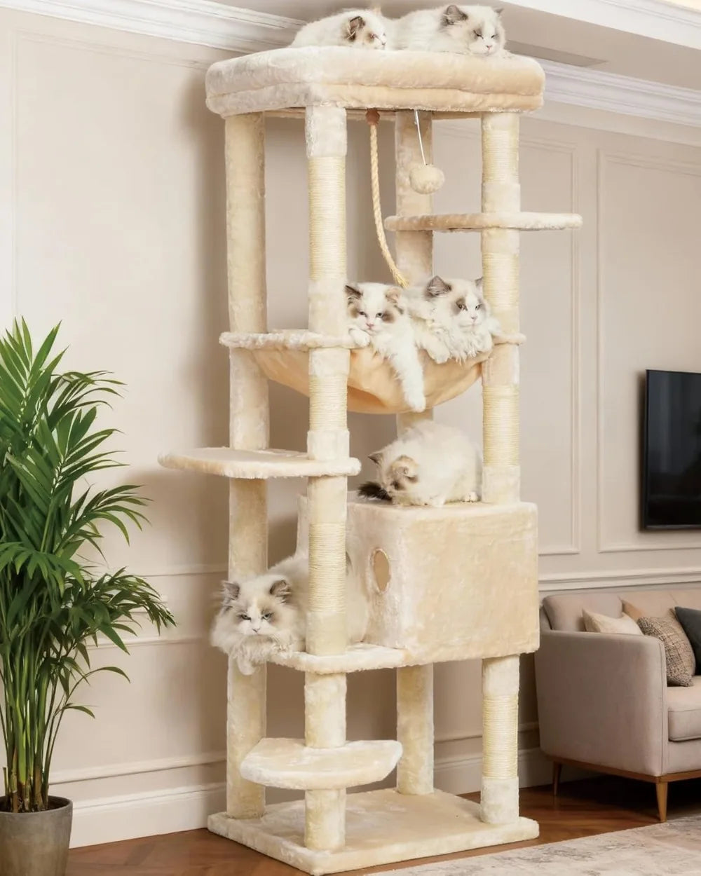 NONECN Heavy Duty Cat Tree Tower for Indoor Multi-Level Play