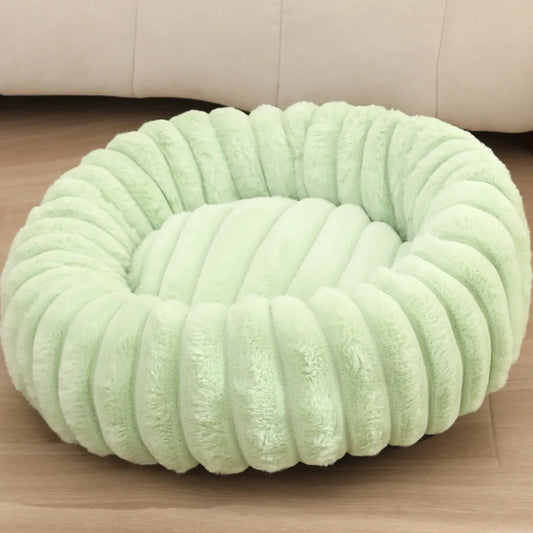 Round Plush Pet Bed For Dogs And Cats Winter Warm Cozy
