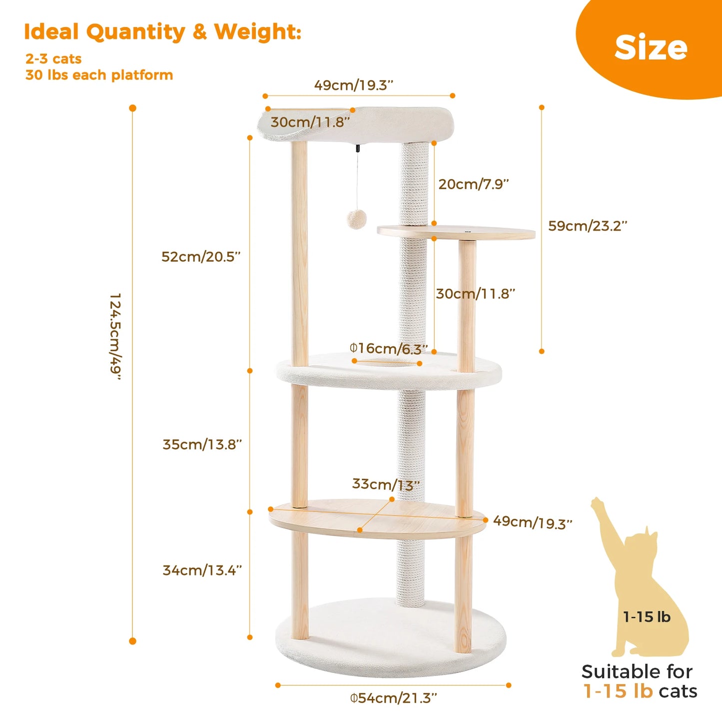 PAWZ Road Modern Cat Tree Tower With Scratching Post