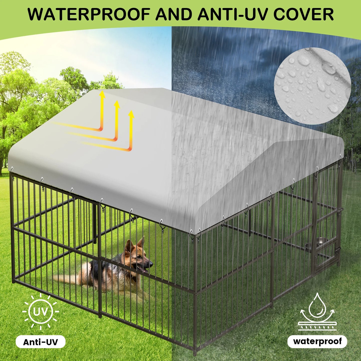 Twister CK Heavy Duty Outdoor Dog Kennel Roof UV Resistant