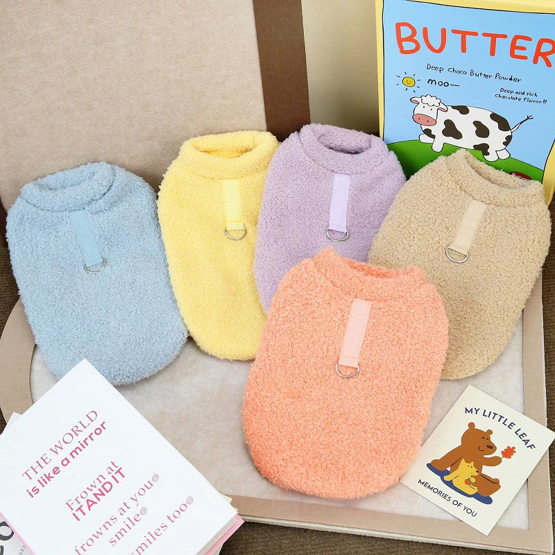 Fleece Dog Hoodie Sweater Coat Solid Warm Pet Apparel