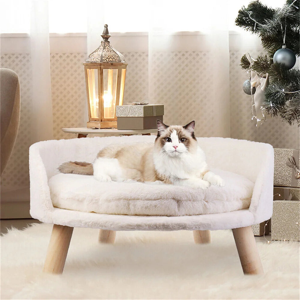 BORWARTC Pet Sofa Bed Elevated Plush Lounger For Dogs Cats