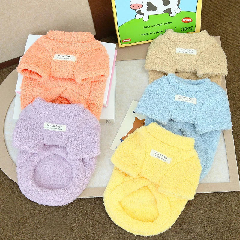 Fleece Dog Hoodie Sweater Coat Solid Warm Pet Apparel