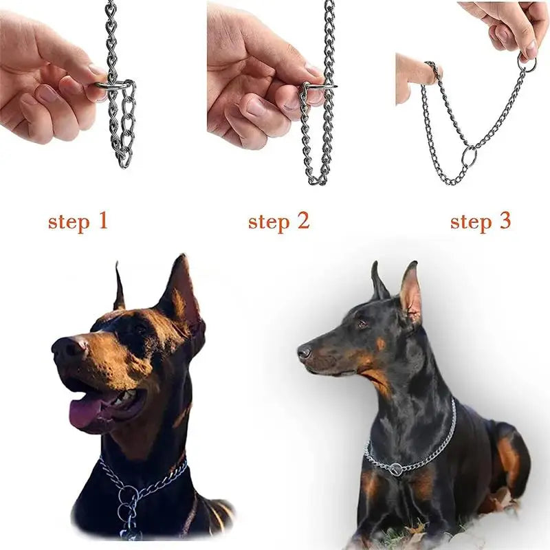 NONECN Stainless Steel Slip Chain Dog Collar Adjustable