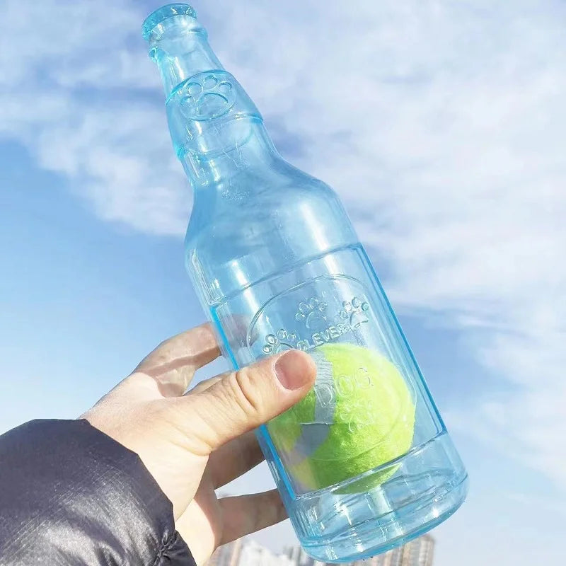 TPR Beer Bottle Chew Toy With Tennis Ball For Dogs