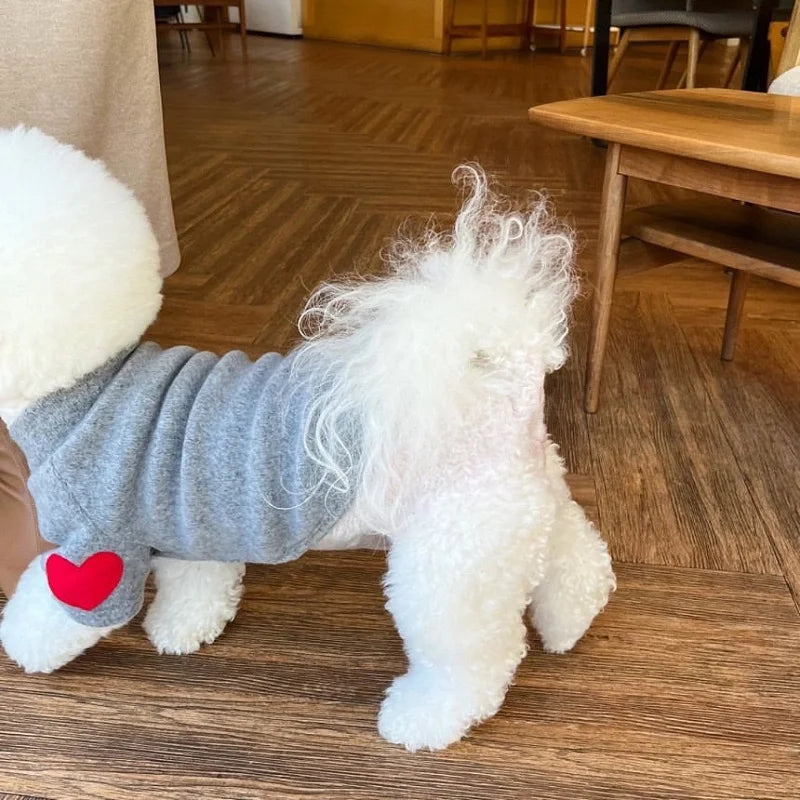 DOGGYZSTYLECN Winter Embroidered Heart Patch Shirt for Dogs