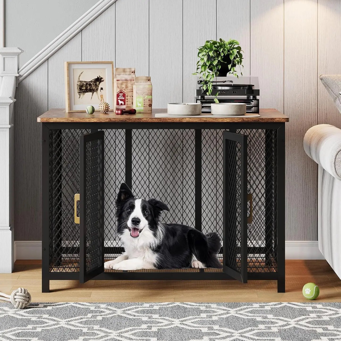 TWISTER.CK 2-In-1 Wooden Dog Cage End Table Crate