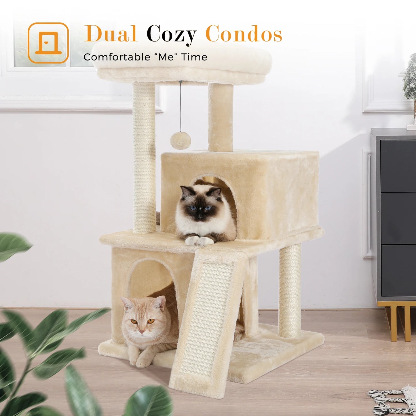 PAWZ Road Cat Tree Multilevel Tower With Double Condos Perch