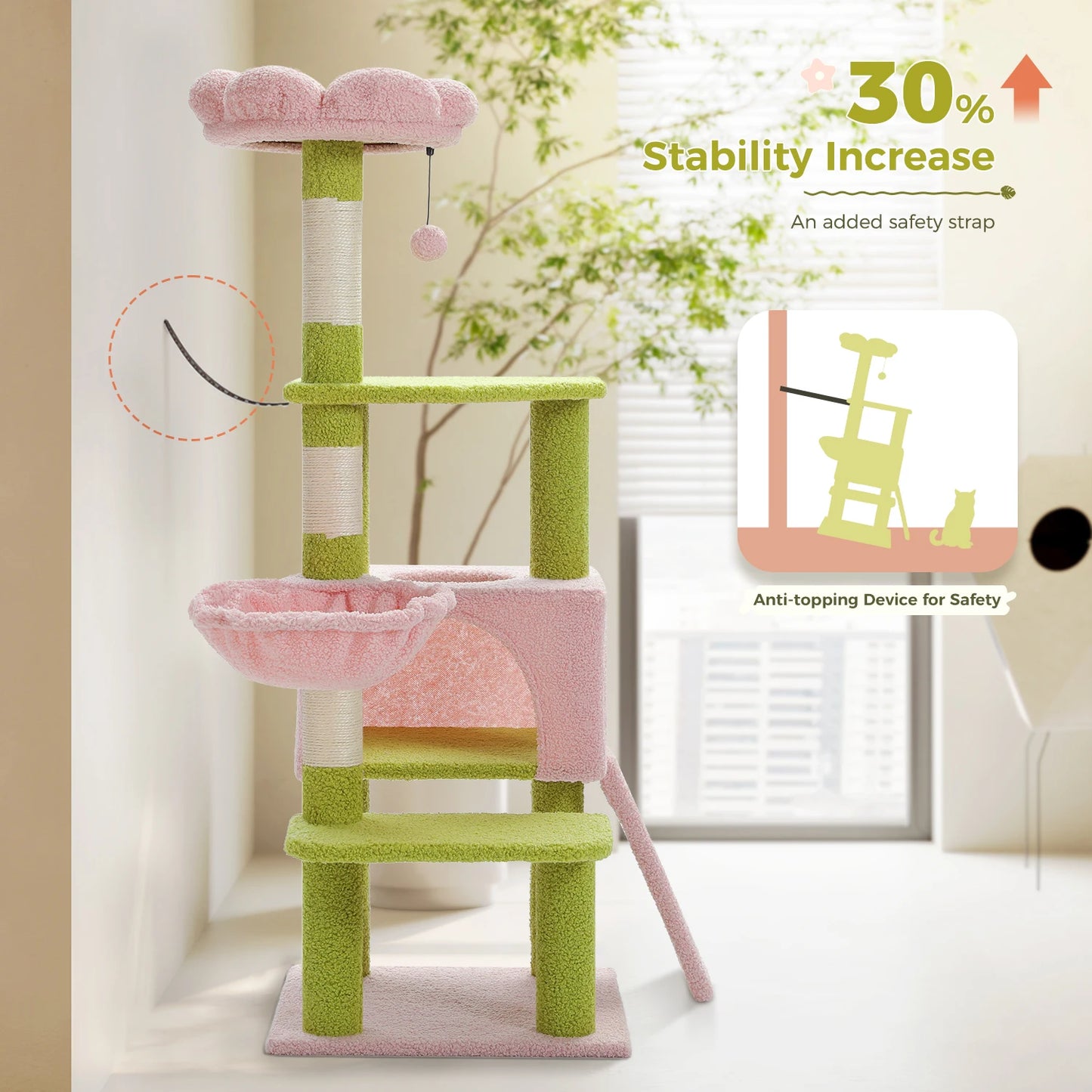 PAWZ Road Flower Cat Tree Multi Level Tower Sisal Posts