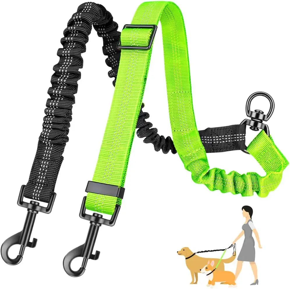 DCLOUDCN Dual Dog Leash Attachment With Shock Absorbing Bungee